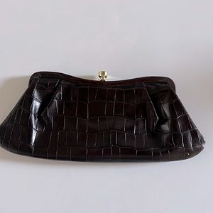 Banana Republic brown croc clutch